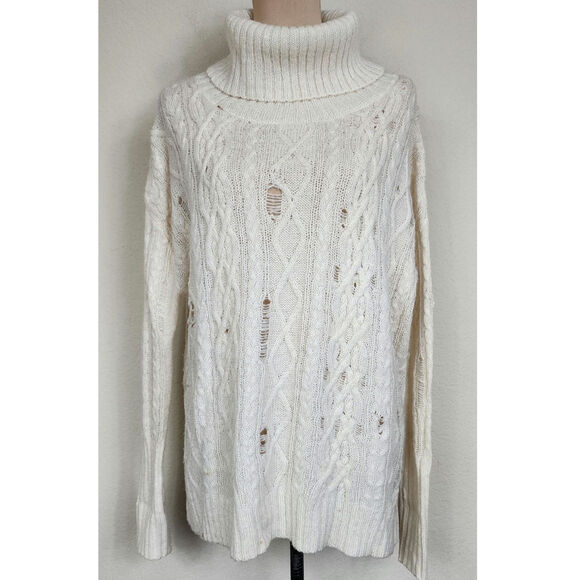 Free People Anita Distressed Cable Small Knit Sweater - Picture 3 of 7
